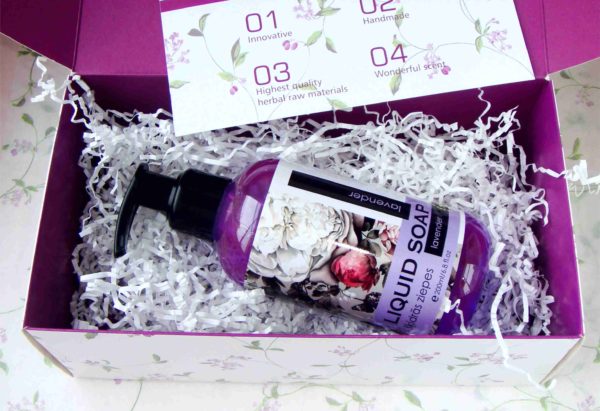 Liquid soap Lavender in the gift box